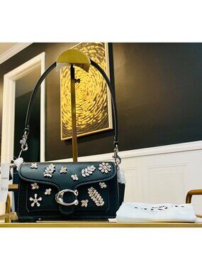 Stunning Coach Tabby 20 Shoulder Bag with Crystal Floral Accents